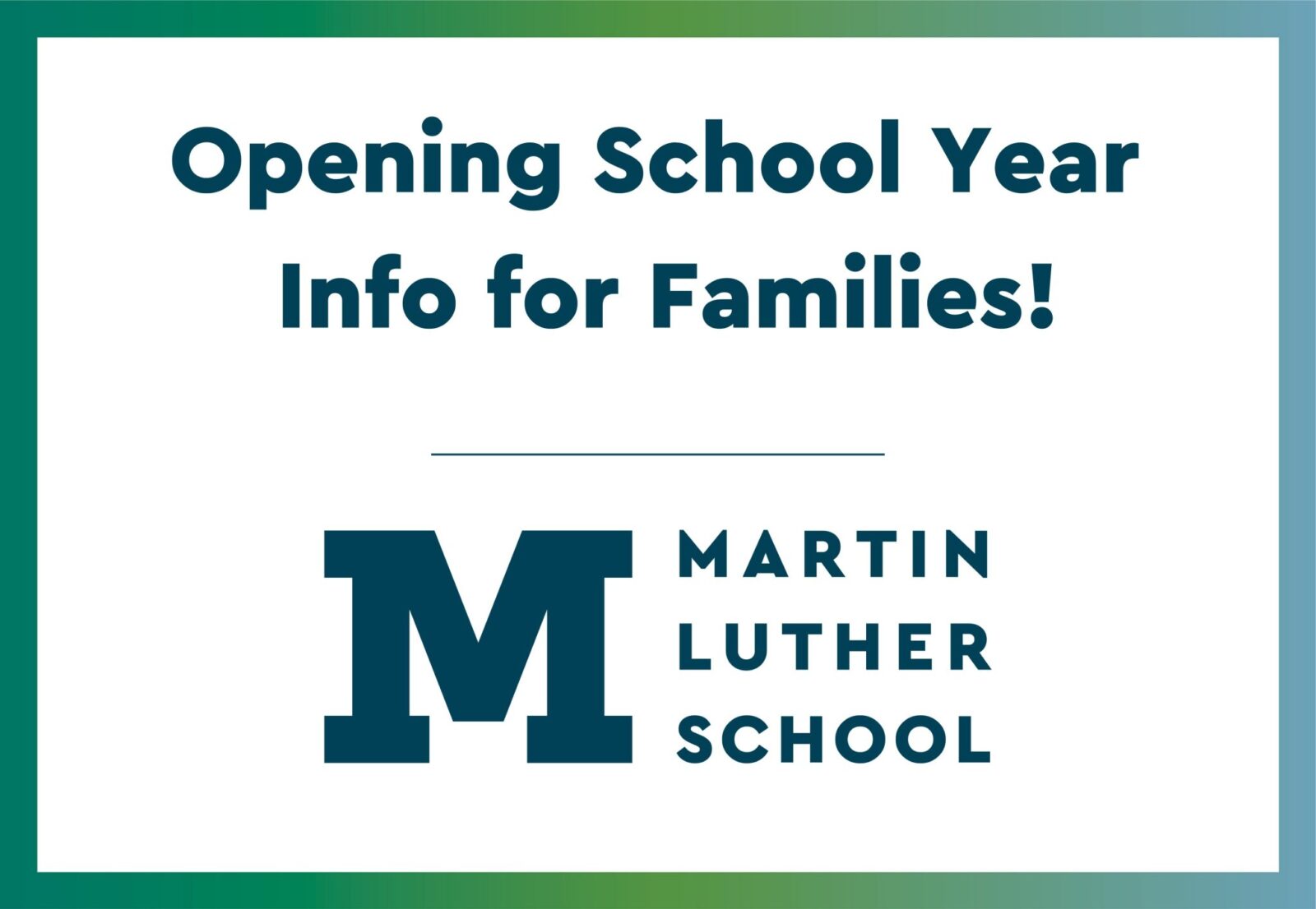Opening School Year Info for Families